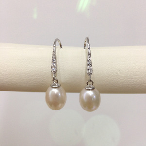 Boucles d'oreilles clous KAMMY vintage en argent sterling 925 avec perle naturelle d'eau douce en forme de riz 7-7,5 mm, tendance pour femme - Product Image 6