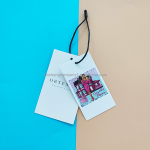 Sang trọng tùy chỉnh nổi treo thẻ 800gsm các tông màu đen may thẻ quần áo nhãn - Product Image 6