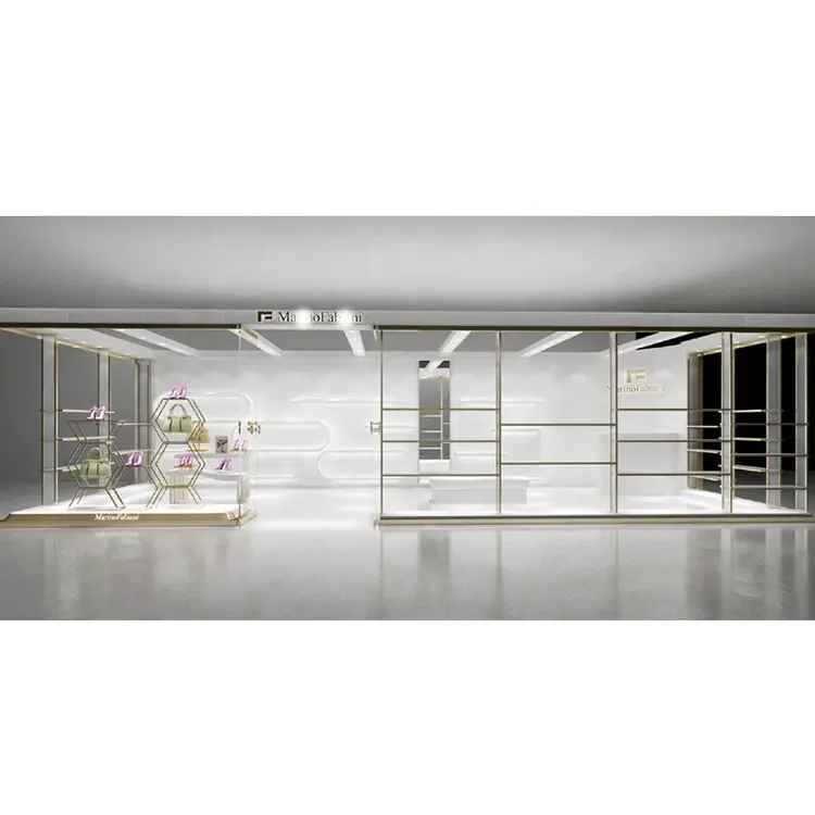 Commercial Design Wall Case Stainless Steel Furniture For Bag Store Display Shelf Cabinet, Shoes Store Racks Decoration