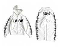 Nouveau Sweat-shirt Homme Hiver 2026 Décontracté Personnalisé avec Logo Imprimé en Relief, Motif Graphique Thermocollé, Coupe Oversize, Effet Délavé Acide, Lourd, à Capuche Zippée