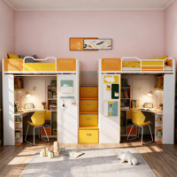 Lit mezzanine moderne en bois de qualité supérieure, taille double, avec bureau intégré - Lit de dortoir pour étudiants, hôtels et bureaux