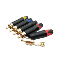 Adaptateur Tekli Mâle 2P Cuivre Nickel Soudage Personnalisé AV Plug 10A Haut-Parleur Amplificateur 2 Pièces Ensemble ABS pour RCA Simple Plaqué Or