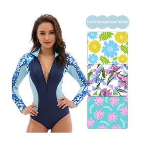 Traje de Baño de Una Pieza con Cierre Repreve Personalizado FIELD BALANCE, Traje de Baño de Manga Larga para Surfistas, para Mujer - Product Image 1