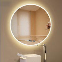 Espejo de Baño LED Redondo Inteligente para Hogar y Hotel, con Luz Regulable, Función Antivaho, Bluetooth, Espejo de Vanidad Montado en la Pared