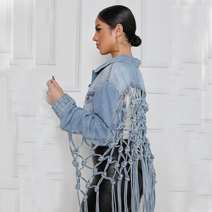 OEM <span class=keywords><strong>Veste</strong></span> en jean pour femmes Vêtements d'extérieur décontractés pour femmes <span class=keywords><strong>Veste</strong></span> d'automne en denim Manteau boutonné <span class=keywords><strong>Veste</strong></span> en jean oversize pour femmes - Product Image 5