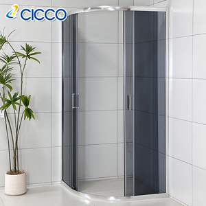 Fait sur mesure demi-rond gris verre trempé cadre chromé porte coulissante boîtier salle de <span class=keywords><strong>douche</strong></span> portes salle de <span class=keywords><strong>douche</strong></span> - Product Image 3