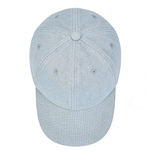 Casquette de baseball déstructurée unisexe en denim délavé bleu clair, 6 panneaux, réglable, en coton, style décontracté, sportif, vintage, protection solaire - Product Image 4