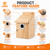Nichoir pour oiseaux bleus en bois de pin naturel, boîte de nidification extérieure avec protection contre les prédateurs en métal, trou d'entrée de 1,5 pouce pour jardin et patio