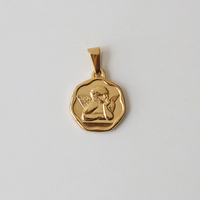 Colgante femmes bijoux accessoires 18k plaqué or en acier inoxydable conque octogonale aile d'ange jésus pendentifs pour collier