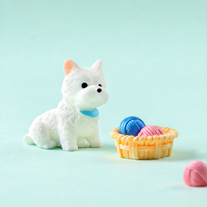 ตุ๊กตาสุนัขเวสต์เทอร์เรียร์น่ารักแบบขายส่ง ของตกแต่งบ้านตุ๊กตาขนาดจิ๋ว รูปสัตว์เลี้ยงสีขาว สำหรับตกแต่งบ้านตุ๊กตา DIY - Product Image 4