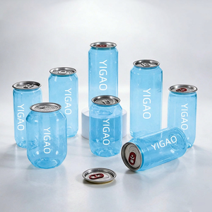 Bocaux en plastique transparents de 250 ml/300 ml/330 ml/500 ml avec couvercles, emballage facile à ouvrir, pour jus, lait, thé, café, soda - Product Image 1