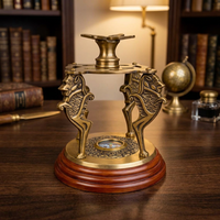 Globe armillaire vintage en laiton avec anneau zodiacal et support hippocampe, globe céleste décoratif pour la maison, le bureau ou la bibliothèque