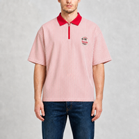 Nouveauté 2026 T-shirts pour hommes de luxe en tissu 100% coton brodé, à col montant, fermeture éclair quart, manches courtes, coupe oversize, à carreaux