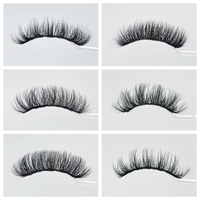 Faux cils bouclés en bande complète D, personnalisables, synthétiques, réutilisables, effet russe, vente en gros