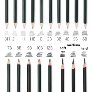 Deli 7082 Sketch Pen 12Pcs Standard Pencils 5H/4H/3H/2H/H/HB/B/2B/3B/4B/5B/6B/7B/8B/9B/10B/12B Charcoal Draw Art Class School Ho