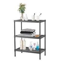 Étagère de rangement en métal réglable multi-usages à 3, 4 ou 5 niveaux en acier époxy noir pour la maison