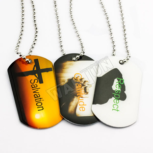 Commercio all'ingrosso su ordinazione del metallo bianco in acciaio inox stampato di colore della collana di catene us army militare <span class=keywords><strong>piastrine</strong></span> - Product Image 4