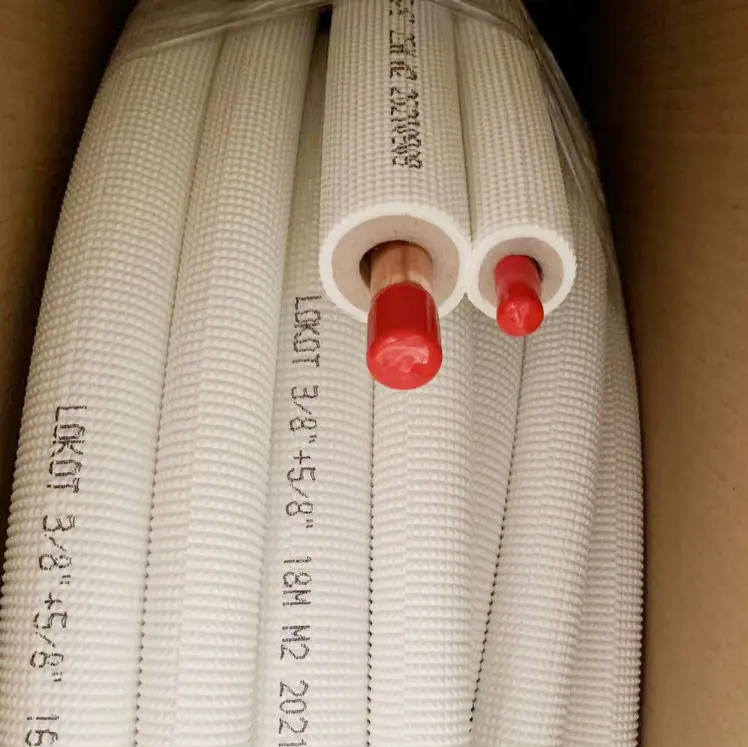 5/8x0.8mm 3/8x0.8mm Copper pipe in coil insulated copper tube air conditioning connecting pipe