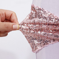 Bande de chaise en spandex élastique avec paillettes dorées de luxe pour mariage, événement de fête