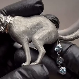 หมุดสเวตเตอร์ติดเพชรรูปสุนัขดีไซน์แบบหยอกแนวยุโรปและสหรัฐอเมริกาเข็มกลัดโลหะแสนสนุก - Product Image 5