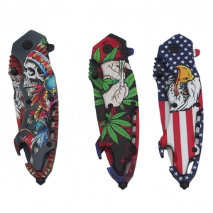 Cuchillo de bolsillo plegable de supervivencia táctica de hoja de acero inoxidable con impresión 3D personalizada con abrebotellas - Product Image 4