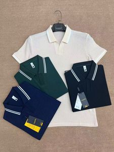 Polo en tricot gaufré pour <span class=keywords><strong>homme</strong></span>, col en V, bordure contrastée, haut décontracté pour le golf - Product Image 5