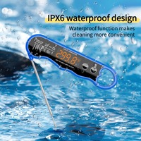 Thermomètre numérique pliable en métal rechargeable à lecture instantanée, haute précision, affichage LED, étanche pour barbecue et friture