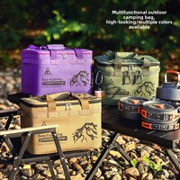 Sac de rangement multifonctionnel en tissu Oxford imperméable pour camping en plein air, idéal pour pique-nique, vaisselle, réchaud et cartouche de gaz