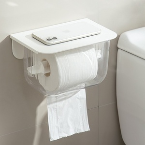 Portarrollos de Papel Multiusos de Plástico HIPS+PET, Impermeable, de Pared, No Plegable, para Baño, Lavabo o Inodoro - Product Image 1