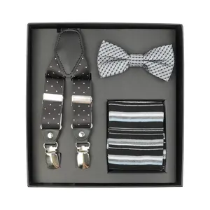 Luxury Colorful Bow Tie Sock And Suspender Set Gift Boxes Polyester Bow Tie Sets For Children