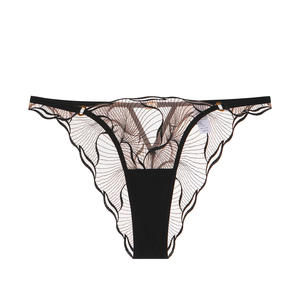 Culottes Bikini Femme Style Français Sexy Brodé Taille Haute Style Lolita Anti-Bactérien Épaisseur Standard en Fibre de Bambou - Product Image 3