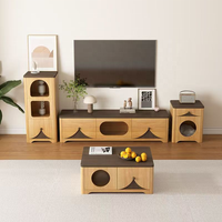 Meuble TV moderne en bois blanc avec rangement et bac à litière, sur mesure pour ameublement domestique