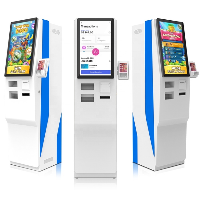 USW China Manufacturer Floor Standing Automatic Foreign Currency Exchange Machine 23.6" Touch Screen Receiving Multiple