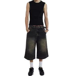 Pantalones Vaqueros Holgados de Algodón 100% para Hombre, Estilo Desgastado, Fabricación Personalizada, Shorts Anchos de <span class=keywords><strong>Skate</strong></span> - Product Image 2