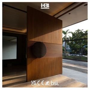 Puerta de Entrada Principal de Madera Sólida de Nogal Negro para Casa, de Diseño Moderno y Lujoso con Manija Grande para Exterior - Product Image 1