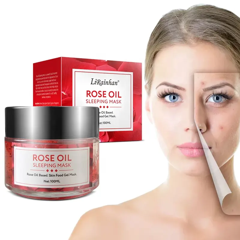 Máscara facial de óleo orgânico 100% natural de rosa, hidratante gel hidratante para dormir, máscara facial