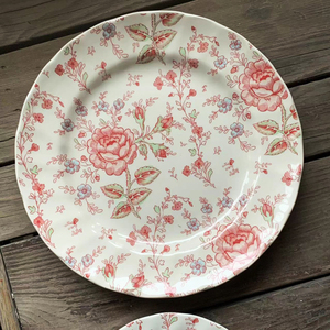 ชุดจานเซรามิคลายกุหลาบเคลือบใต้ผิวสำหรับรับประทานอาหาร - Product Image 2