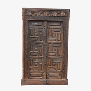 Haswani Handicrafts - Marco de Puerta de Madera Antiguo Minimalista, Puerta de Entrada Tallada a Mano, Estilo Rústico Vintage, Sólido, para Interiores y Exteriores - Product Image 1