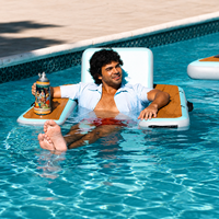 Chaise longue flottante gonflable avec porte-gobelet, hamac aquatique portable pour piscine, lac, plage, détente