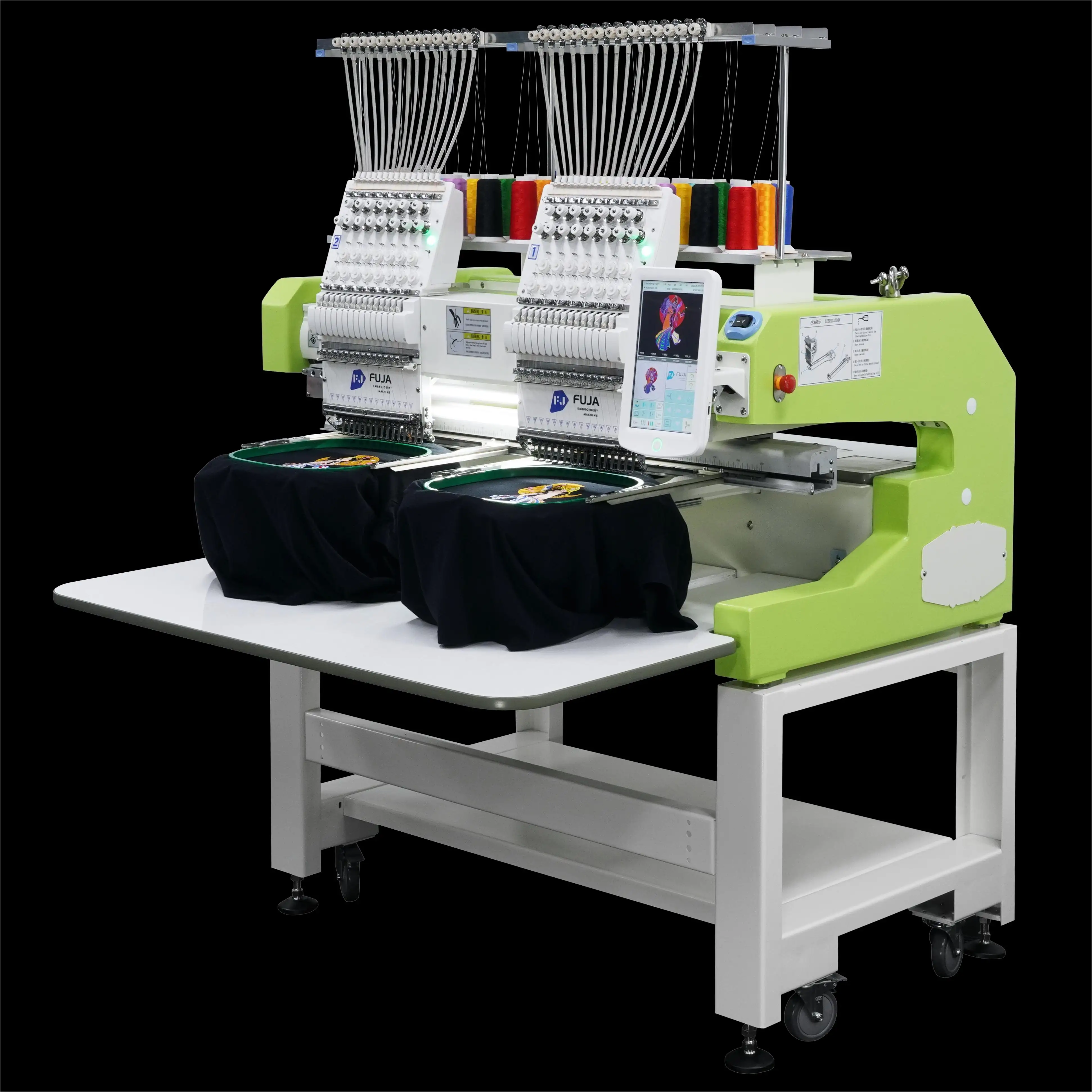 Hochwertige 2-kopf-multinadel-computergesteuerte automatische fadenkappe t-shirt-stickmaschine für t-shirt logo mützenstickerei