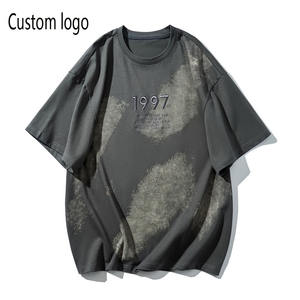 เสื้อยืดผ้าฝ้ายปักลายสไตล์วินเทจขนาดใหญ่สำหรับผู้ชายและผู้หญิงโลโก้ได้ตามต้องการ - Product Image 1