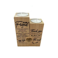 Bougeoir en bois pour anniversaire de famille, forme carrée, artisanat, porte-bougie