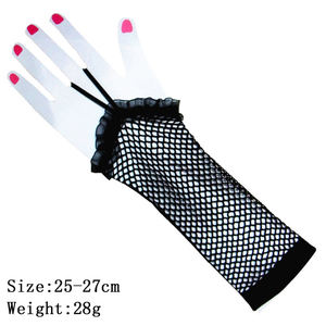 Guantes de Malla de Nailon Sexys MIO con Lazo para el Dedo, Guantes Largos de Media Mano con Encaje de Malla Negra Elástica para <span class=keywords><strong>Mujer</strong></span>, Decoración para Fiestas y Bailes - Product Image 6