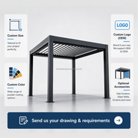 Pérgola Bioclimática Eléctrica de Aluminio para Exteriores, Techo de Láminas Impermeable, Toldo Retráctil Motorizado para Balcón o Patio