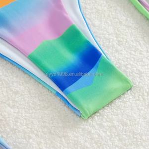 Bikini Sexy Pequeño con Diseño Único, Estampado y Rayas, Sujetador Push-Up, Traje de Baño y Ropa de Playa con Flecos - Product Image 5