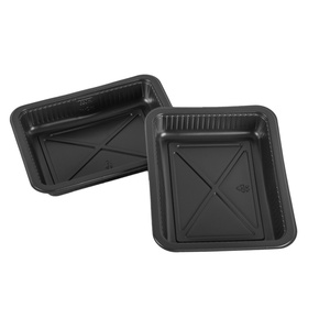 Barquette alimentaire jetable en plastique à clapet 210*180*35mm noire, pour gâteaux, poisson, poulet et aliments pour animaux, traitée par thermoformage - Product Image 6