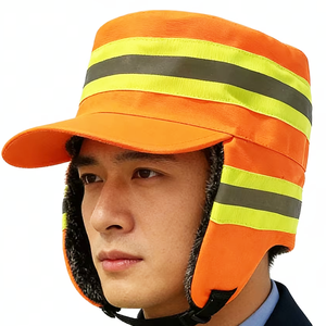 Casquette de travail imperméable haute visibilité <span class=keywords><strong>d</strong></span>'hiver avec bandes réfléchissantes, unisexe, fluorescente, avec protège-oreilles, pour travaux de construction en extérieur - Product Image 1