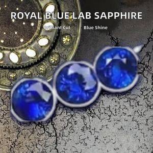 <b>Gems</b> Royal Blue 2mm~5mm Lab Grown Sapphire Gemstone Round Brilliant Cut with Color Play/<b>Fire</b> and Third Party Certified <b>Stone</b> - Product Image 2