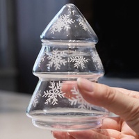 Kerstboom Glazen Snoepvaas Hoge Borosilicaatglas Koekjespot Sneeuwvlok Voedselcontainer voor Noten Snacks Gedroogd Fruit Decoratie