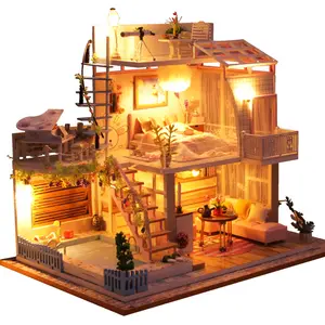 Conheça Um Pouco De Tempo Casas De Boneca DIY Montagem De Madeira Modelo Kits De Construção Miniatura Com Móveis casa de bonecas para meninas
